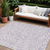 8' X 10' Lavender And Ivory Floral Washable Indoor Outdoor Area Rug
