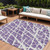 9' X 12' Purple and White Abstract Washable Non Skid Indoor Outdoor Area Rug