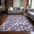 9' X 12' Purple and White Abstract Washable Non Skid Indoor Outdoor Area Rug