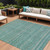 10' X 14' Teal Blue And Beige Striped Washable Indoor Outdoor Area Rug - 880016591040