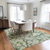 9' X 12' Artichoke Green Floral Washable Non Skid Indoor Outdoor Area Rug