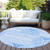 8' Round Blue and White Round Abstract Washable Non Skid Indoor Outdoor Area Rug