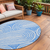 8' Round Blue and White Round Abstract Washable Non Skid Indoor Outdoor Area Rug