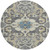 8' Beige And Charcoal Round Damask Washable Indoor Outdoor Area Rug