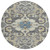 8' Beige And Charcoal Round Damask Washable Indoor Outdoor Area Rug