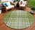 8' Green Black And Ivory Round Plaid Washable Indoor Outdoor Area Rug