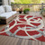 10' X 14' Red Beige And Gray Abstract Washable Indoor Outdoor Area Rug
