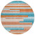 8' Orange Teal Blue And Salmon Round Striped Washable Indoor Outdoor Area Rug