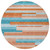 8' Orange Teal Blue And Salmon Round Striped Washable Indoor Outdoor Area Rug