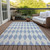 8' X 10' Sky Blue And Ivory Geometric Washable Indoor Outdoor Area Rug