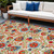 10' X 14' Ivory Blue And Orange Indoor Outdoor Area Rug