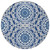 8' Navy Blue Ivory And Gray Round Floral Medallion Washable Indoor Outdoor Area Rug