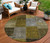8' Brown Gold And Taupe Round Patchwork Washable Indoor Outdoor Area Rug