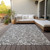 8' X 10' Ivory And Gray Floral Washable Indoor Outdoor Area Rug