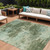 10' X 14' Artichoke Green And Pale Aqua Abstract Washable Indoor Outdoor Area Rug