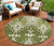 8' Olive Green And Artichoke Green Round Ikat Washable Indoor Outdoor Area Rug