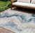 9' X 12' Beige And Navy Blue Abstract Washable Indoor Outdoor Area Rug