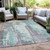 10' X 14' Teal Blue And Ivory Abstract Washable Indoor Outdoor Area Rug - Teal Blue, Ivory