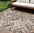 8' X 10' Brown Taupe And Tan Geometric Washable Indoor Outdoor Area Rug