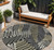 8' Black Gray And Ivory Round Floral Washable Indoor Outdoor Area Rug - Black, Gray, Ivory