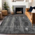 10' X 14' Charcoal Gray And Ivory Striped Washable Indoor Outdoor Area Rug