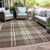 8' X 10' Brown Black And Ivory Plaid Washable Indoor Outdoor Area Rug