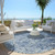 8' Navy Blue And Ivory Round Geometric Washable Indoor Outdoor Area Rug Transitional Style - Navy Blue, Ivory Color