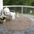 8' Brown And Beige Round Abstract Washable Indoor Outdoor Area Rug