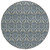 8' Round Blue and Cream Round Damask Washable Non Skid Indoor Outdoor Area Rug