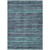 10' X 14' Teal Blue And Gray Striped Washable Indoor Outdoor Area Rug - Teal Blue, Gray