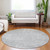 8' Silver And Gray Round Abstract Washable Indoor Outdoor Area Rug - Silver, Gray