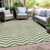10' X 14' Green And Ivory Chevron Washable Indoor Outdoor Area Rug