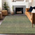 9' X 12' Fern Green Striped Washable Indoor Outdoor Area Rug