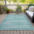 10' X 14' Aqua And Ivory Striped Washable Indoor Outdoor Area Rug
