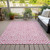 9' X 12' Pink And Ivory Geometric Washable Indoor Outdoor Area Rug Transitional Style - Pink, Ivory Color