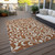 8' X 10' Brown And Beige Floral Washable Indoor Outdoor Area Rug