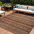 8' X 10' Rust Taupe And Gray Striped Washable Indoor Outdoor Area Rug