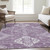8' X 10' Lavender Plum And Ivory Medallion Washable Indoor Outdoor Area Rug