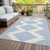 9' X 12' Ivory And Blue Geometric Washable Indoor Outdoor Area Rug