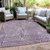 10' X 14' Purple And Ivory Geometric Washable Indoor Outdoor Area Rug Transitional Style - Purple, Ivory Color