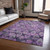 9' X 12' Eggplant Plum And Lavender Aztec Washable Indoor Outdoor Area Rug