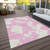 8' X 10' Pink And Ivory Abstract Washable Indoor Outdoor Area Rug - Pink, Ivory