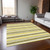 9' X 12' Khaki Yellow and Gray Striped Washable Non Skid Indoor Outdoor Area Rug
