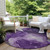 8' Round Purple Round Abstract Washable Non Skid Indoor Outdoor Area Rug - 608219103477