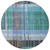 8' Teal Blue Brown And Ivory Round Striped Washable Indoor Outdoor Area Rug