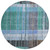 8' Teal Blue Brown And Ivory Round Striped Washable Indoor Outdoor Area Rug