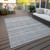 10' X 14' Gray Silver And Charcoal Striped Washable Indoor Outdoor Area Rug