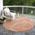 8' Salmon And Ivory Round Abstract Washable Indoor Outdoor Area Rug Transitional Style - Salmon, Ivory Color