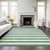 8' X 10' Green and White Striped Washable Indoor Outdoor Area Rug