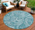 8' Turquoise And Ivory Round Paisley Washable Indoor Outdoor Area Rug